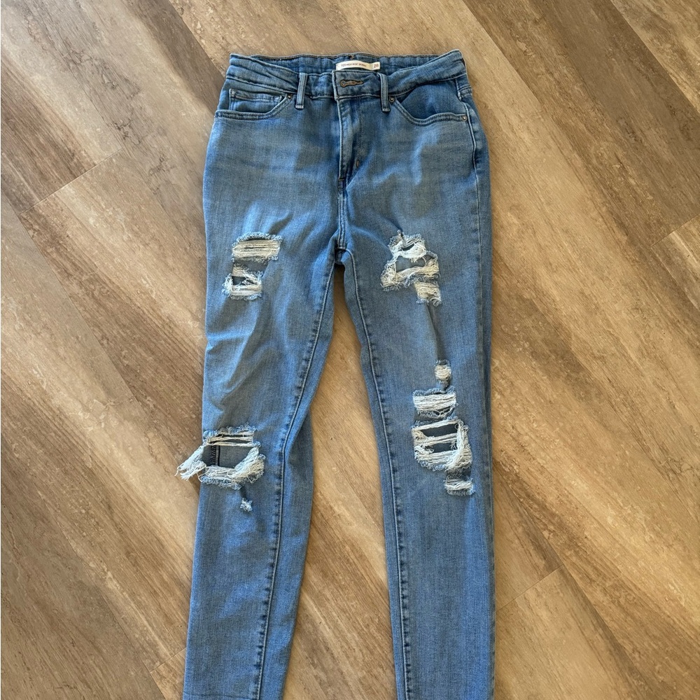 Levi's Light Blue Distressed Skinny Jeans